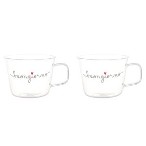 Set 2 tazze colazione Buongiorno Cuore Rosso