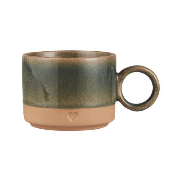 Tazza con Manico Verde e Beige Cuore - IB Laursen